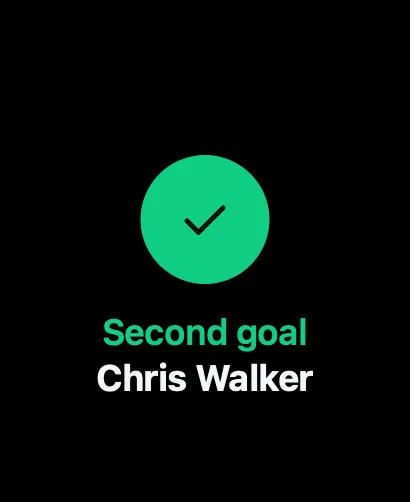 Apple Watch confirming a second goal for Chris Walker